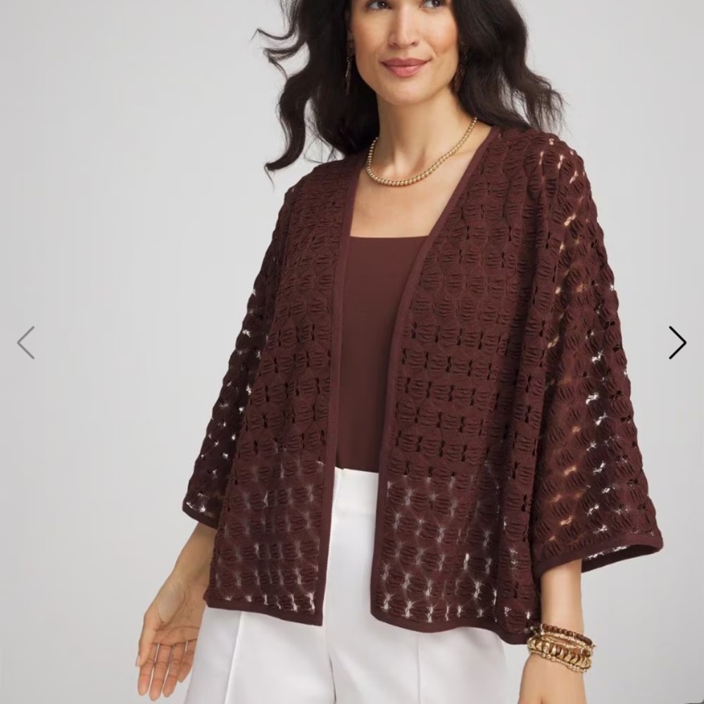 Chico's Bohemian Cacao Woven Kimono